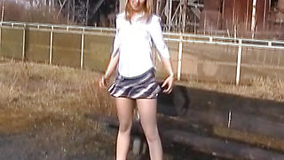 Blonde German slut gets her pussy rocked in public