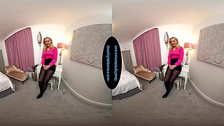 Aston Wilde Is Secretary In Bedroom With Black Glossy Tights