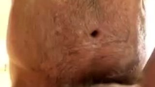 Hairy Bear Jerking Off and Cumming in the Shower