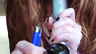 Blonde amateur gives webcam show with toys