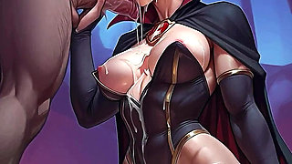 Deep throat blowjob from a sexy and hot vampire on Halloween night