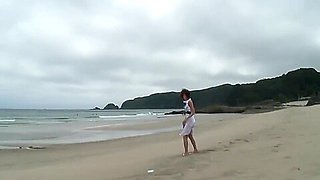 Beautiful Smiley Brunette Sucks Firm Cock On The Beach