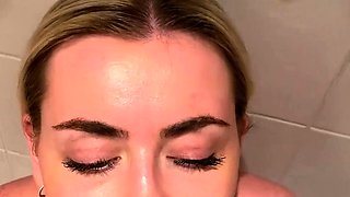 Blonde amateur blowjob POV in public