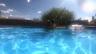 Pregnant Sex in the Pool Outside