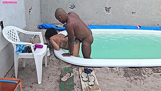 Jerking Off In The Pool And Fucking Two Hotties With Cum Inside