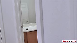 My busty stepmothers shaved MILF pussy