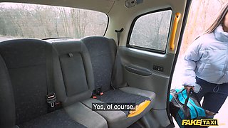 Nuria Millan gets her tight pussy drilled hard by Charlie Dean's huge cock in fake taxi