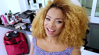 Behind the Scene from Young exotic Brazilian Rebeca Villar plays