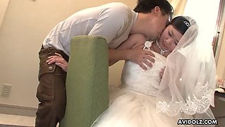 Brunette Emi Koizumi fucked on her wedding dress uncensored
