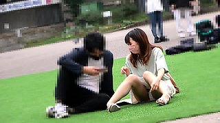 Naughty japanese teen model enjoys outdoor blowjob and sex