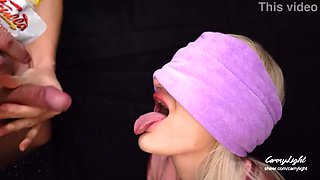 Step Son Plays Taste Game with Step Mom, Ends with Surprise Cum in Mouth - 4K Amateur MILF Blowjob