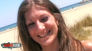 Alys Rebel: Great Teen Brunette Alys Rebel Stripping on the Beach