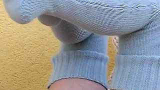 Outdoor Masturbation & Fingering Orgasm in Crotchless Panties & Thigh High Socks