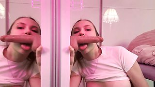 College girl faces punishment with oral action and some deep solo play