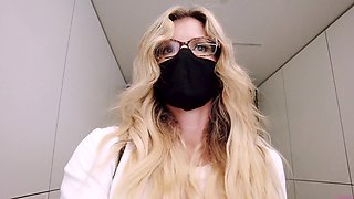Reality video of pornstar Cory Chase with glasses posing and teasing
