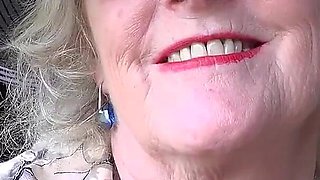 Auntjudys - 66yo Hairy Mature GILF Mrs. Claire Sucks Your Cock in the Garden (pov)