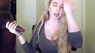 Amateur wife gives an interracial cuckold handjob