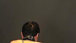 Lady Shirley Dominate Her Slave with Kicking and Spank Him with Different Tools.
