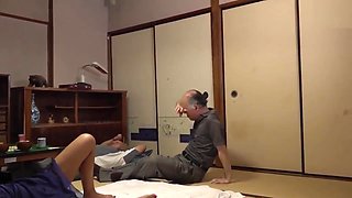 Daughter fuck dads' friend after play mahjong