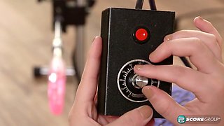 Sylvia Bateman Tries the Hands-free Fuck Machine