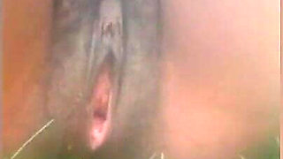 My slut masturbating and pee in the bush, she got fat pussy