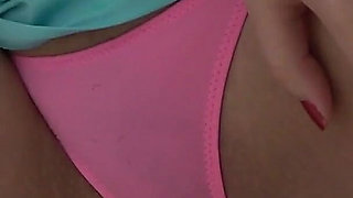 Natural Tits Stick Out of a Tank Top Dress with No Bra and Pink Micro Thong Wedgie Ass, Busty Japanese Girl Sexy Training Seduce