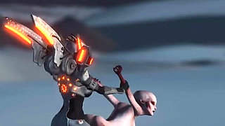 Female alien gets fucked hard by sci-fi explorer in spacesuit on exoplanet