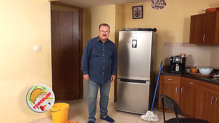 Torcelini and the Maid. Smashing Dishes and Stripping for Tips. a Maid Breaks Dishes. Full Video