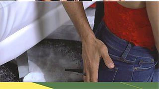 Big boobed step daughter Emma Hix blows step daddy during the thanksgiving dinner - familystrokes