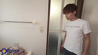 Minayo Is A Horny Japanese Milf Who Gets A Creampie After Fucking Her Stepson - MatureNl