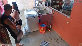 The boss left and the maid couldn't resist my erect penis