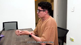 Secretary Fucks Her Boss's Stepson on the Office Desk, Nerd Boy Has a Big Cock! Daniela Andrea and Pipe Boy