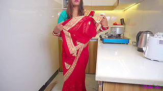 After Suhagrat- Newly Married Pinki Bhabhi Stripping Saree in Bathroom, She Fucked Hard and Got Cum in Pussy with Hindi Audio.