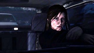 Lara Croft licking pussy in the car