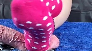 Amateur Ballbusting and Crunshing with Hot Socks and Barfoot