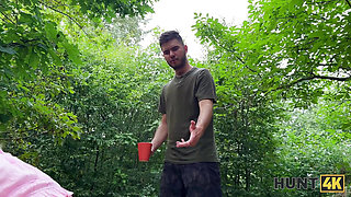 HUNT4K. Blonde was riding Hunter's cock while her boyfriend was humiliated