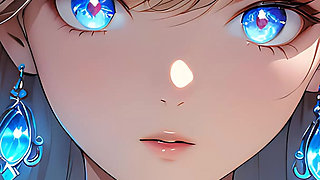 Soft Starlight a Beautiful Young Woman with Glowing Eyes in Animated Style