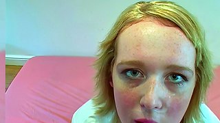 Chubby sucker gives multiple sloppy BJ's with cum facials