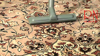 Maid Regina Noir cleans the apartment with a vacuum cleaner. 279 07 1