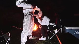 I fucked a beautiful lady by a campfire