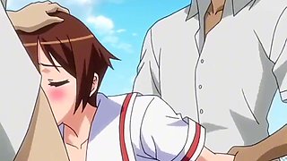 Slutty student seduce her groupmate for a sex but she didn't expect that headmaster will join for threesome...