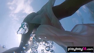 Naked Russian teasing under the water