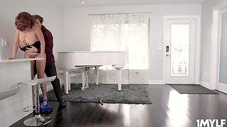 Busty MILF Andi James gets slutty and takes thick cock deep in doggy and blowjob