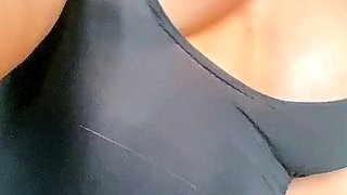 Busty brunette solo masturbation