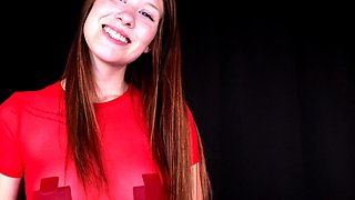 Cute amateur brunette naughty in solo jerking show on camera