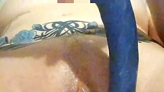 Big squishy dildo hard fucking and cumming