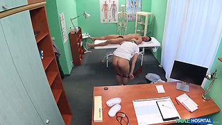 Hot nurse in total uniform entices her masculine patient for uncontrollable sexual intercourse - fake hospital
