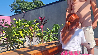 Fucking the Innocent Redhead in the Garden
