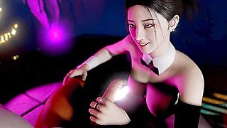 Beautiful Big Breasted Dancer Cosplay Bunny Rabbit - 3d Animation 4k