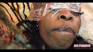 BDSM - Ebony Has Hardcore Squirt and Deep Throat on Huge Cock